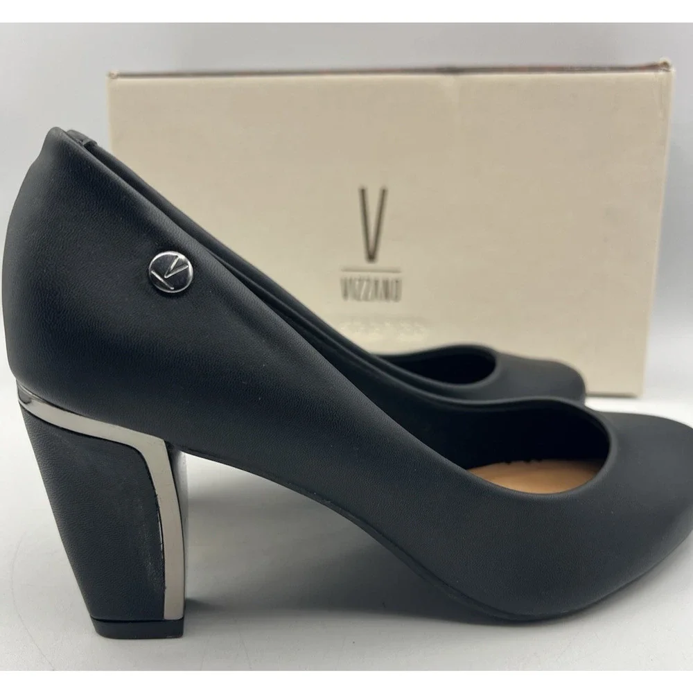 Vizzano Black Block Heel Pumps Womens Size 7.5 EU 38 Closed Toe w Box